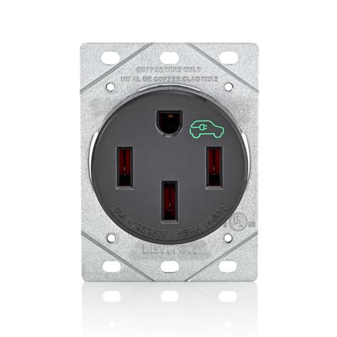 This is an image of an "EV" rated 50A receptical with a small green car molded into the front of it.
