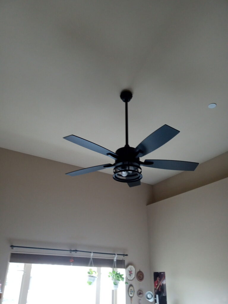 image of a nice black 5 blade ceiling fan with a light on the bottom